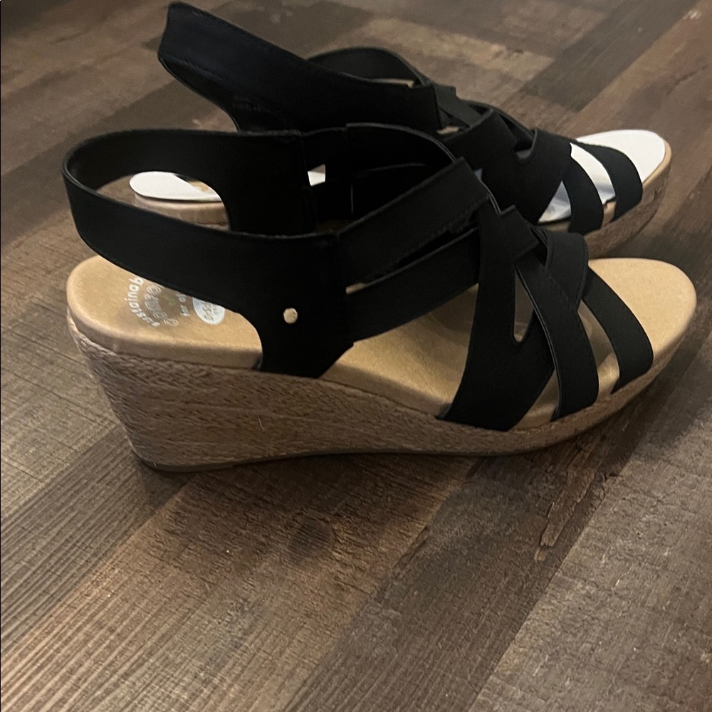 Dr. Scholl’s Black  Strappy Wedge Sandals